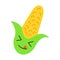 Corn cute kawaii flat design long shadow character