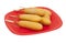 Corn Dogs on Red Plate