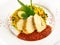 Corn fed Poularde - Chicken Breast with Curry Rice and Tomato Sauce