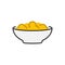 Corn flakes icon, cereal in bowl icon