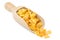 Corn flakes in a wooden scoop