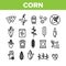 Corn Food Collection Elements Icons Set Vector