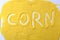 Corn grits Concept Inscription corn flour yellow