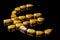 Corn kernels forming Euro symbol. Corn market. Corn kernels.