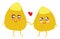 Corn kernels in love, vector or color illustration