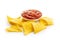 Corn nacho chips and tomato dip
