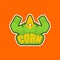 Corn sport logo. maize Sports team club emblem. Cereals mascot gaming sign. Strong grass symbol