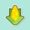 Corn Sticker On Blue Background Colorful Vegetable Icon