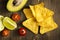Corn tortilla chips Nachos and Guacamole sauce ingredients