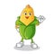 Corn waving mascot vector cartoon illustration