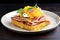 cornbread open-faced sandwich with honey glazed ham topping