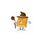 Cornbread with witch mascot on white background