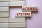 Cornell system symbol. Concept word Cornell system on wooden blocks. Beautiful pink background. Business and Cornell system