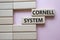 Cornell system symbol. Concept word Cornell system on wooden blocks. Beautiful pink background. Business and Cornell system