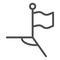 Corner kick line icon. Football flag on field symbol, outline style pictogram on white background. Sport sign for mobile