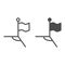 Corner kick line and solid icon. Football flag on field symbol, outline style pictogram on white background. Sport sign