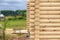 The corner of a newly built wooden house