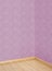 Corner of Room with wooden Floor and Pink Wallpaper