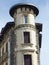 Corner round tower of an ancient building in Saint Jean de Luz in France.