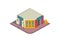 Corner shop building in isometric view. Simple flat illustration.