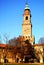 Corner tower and bell tower in the courtyard of the castle of Vigevano near Pavia in Lombardy (Italy)