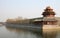 A corner tower of the Forbidden City in Beijing, China.
