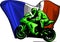 cornering motorbike racer with french flag vector