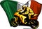 cornering motorbike racer with italian flag vector