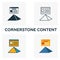 Cornerstone Content icon set. Four elements in diferent styles from content icons collection. Creative cornerstone content icons