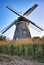 Cornfield with Dutch windmill, in Benz on Usedom island. Germany