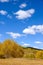 cornfield and mountain forest in the autumn