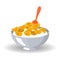 Cornflake Cereals in Bowl with Milk and Spoon