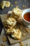 Cornflake cookies with a cup of tea.