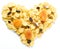 Cornflakes arranged in the shape of heart.