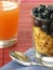 Cornflakes, blueberries and juice