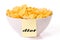 Cornflakes in bowl and note paper