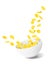 Cornflakes in ceramic bowl. Corn cereals