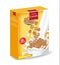 Cornflakes cereals with milk splash Vector realistic mock up. Product placement label design. 3d detailed illustrations