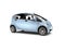 Cornflower blue small electric car - side view
