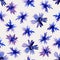 Cornflowers, Seamless pattern bright blue flowers on light background