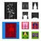 Cornices, garters, ribbon and other web icon in black, flat style.Machine, textiles, furniture icons in set collection.