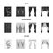 Cornices, garters, ribbon and other web icon in black,monochrome,outline style.Machine, textiles, furniture icons in set