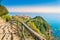 Corniglia, Cinque Terre National Park, Italy - Hiking trail near beautiful village on the cliff over sea