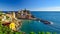CORNIGLIA on a sumer day with blue sky and yellow flowers