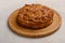 Cornish apple pie top view on rustic style white background. Copy space for your text