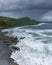 Cornish coastline and storm