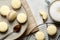 Cornstarch alfajores with dulce de leche and coconut