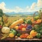 Cornucopia - healthy organic food, fruits and veggie come from farm