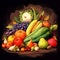 Cornucopia - healthy organic food, fruits and veggie come from farm