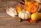 Cornucopia of Pumpkins, Gourds, and Dried Corn